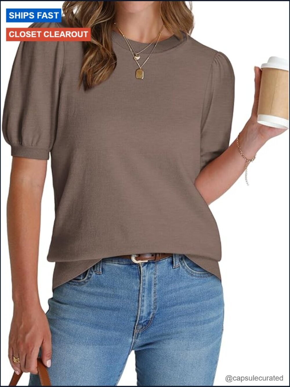 Puff Short Sleeve Sweater Business Casual Tops Work Blouses Knitwear